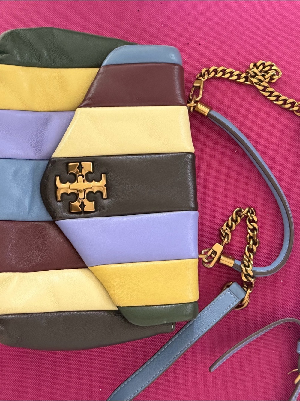 Tory Burch Multicolor Stripe Leather Crossbody Bag